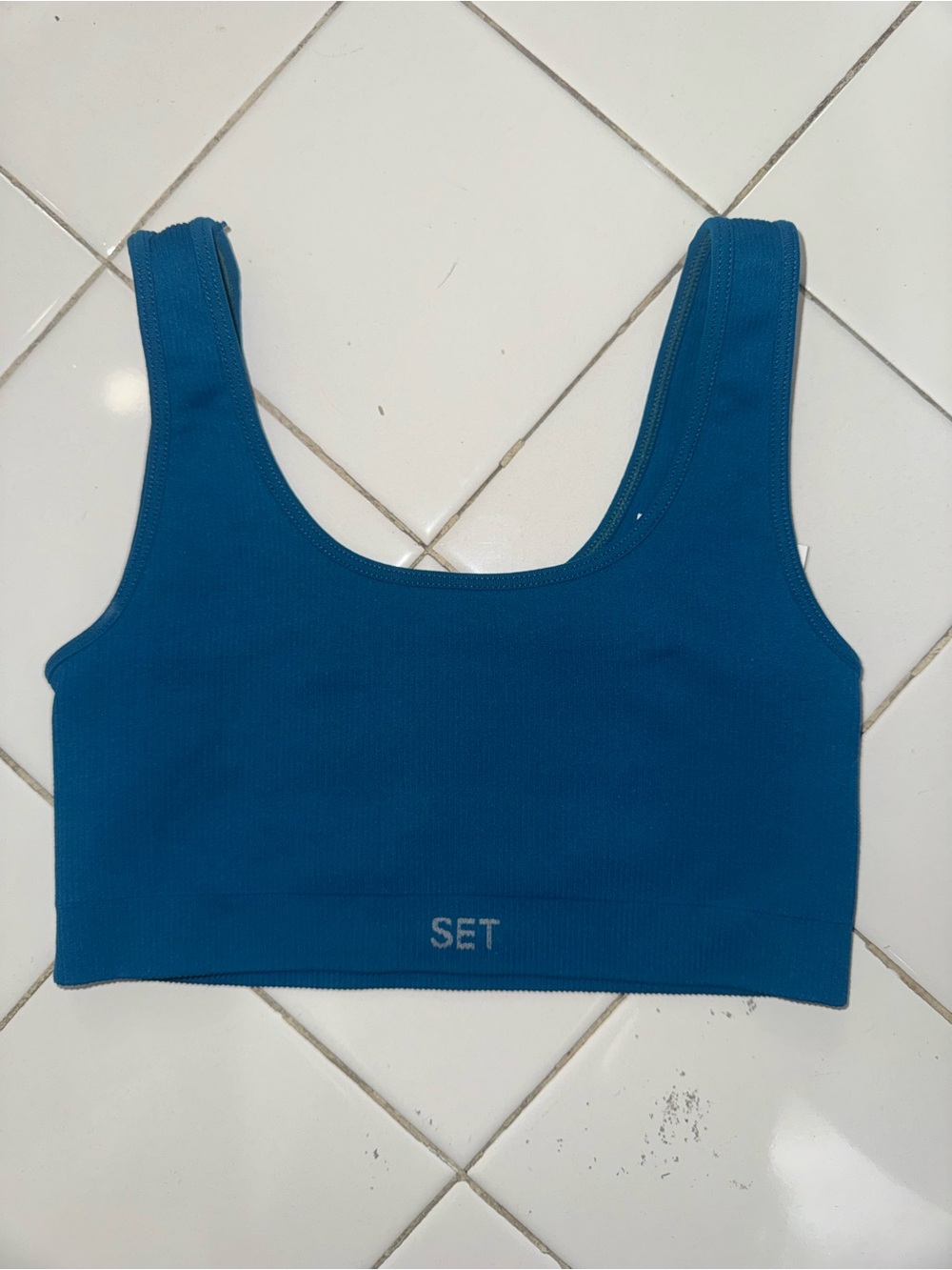 SET Active Teal Ribbed Scoop Sports Bra